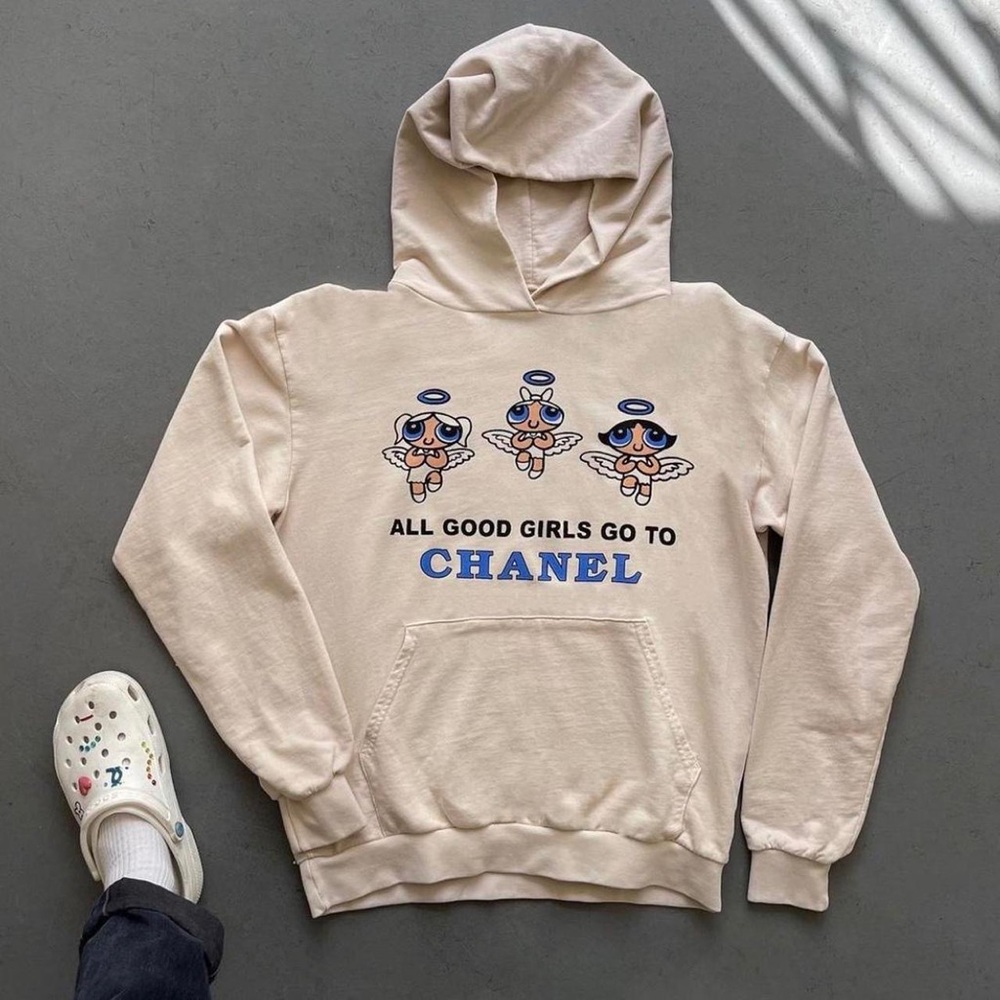 mega yacht all good girls go to chanel powerpuff girl hoodie large